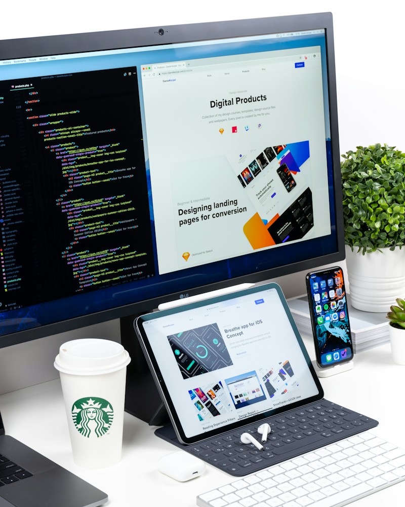 Designer working on a responsive website interface