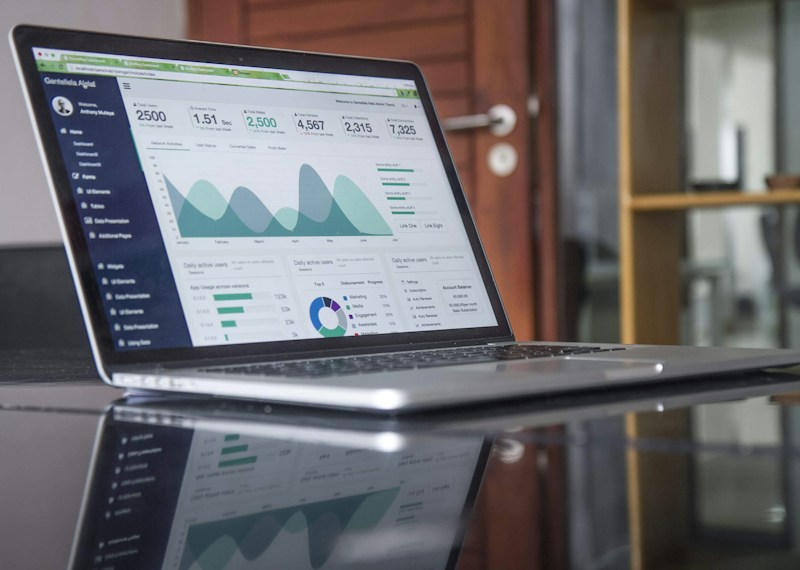 Digital analytics displayed on a laptop screen